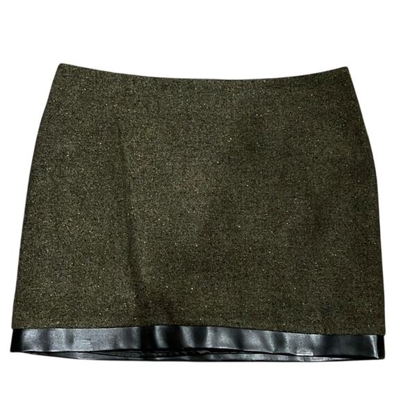NWT Kensie Tweed Mini Skirt Green Black Size 12 - Picture 2 of 11